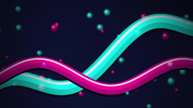Cyan and magenta ribbon waves seamless loop motion background