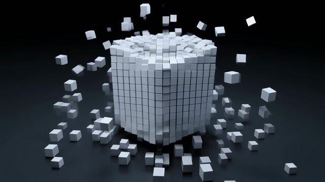 Deconstructing Metallic Cube Animation 4K Generative AI