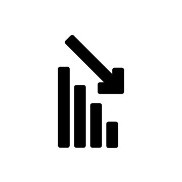 Financial bar chart icon showing a downward trend and economic decline