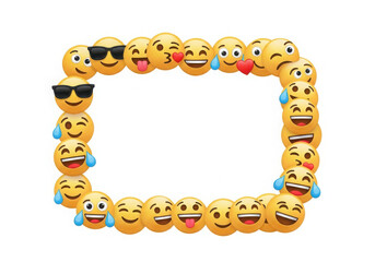 Fototapeta premium Emoji frame, featuring a variety of expressive faces and emotions in a rectangular border