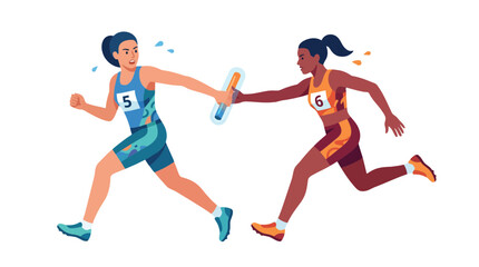 Fototapeta premium Two Athletes Competing in Running Race.