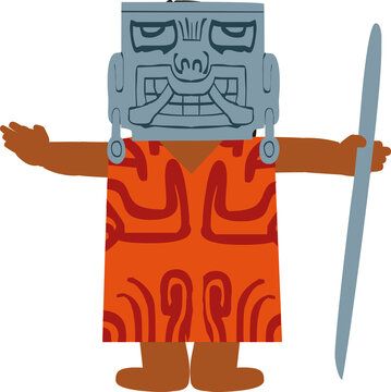 Hombre peruano cultura Chav&iacute;n con m&aacute;scara