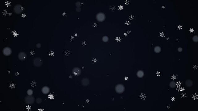Falling snowflakes animation with soft bokeh particles