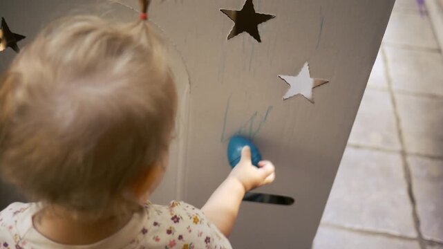 Nostalgia Playhouse Series - Baby Draws on Cardboard Playhouse