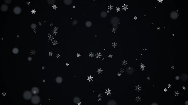 Falling white snowflakes animation for winter holiday background