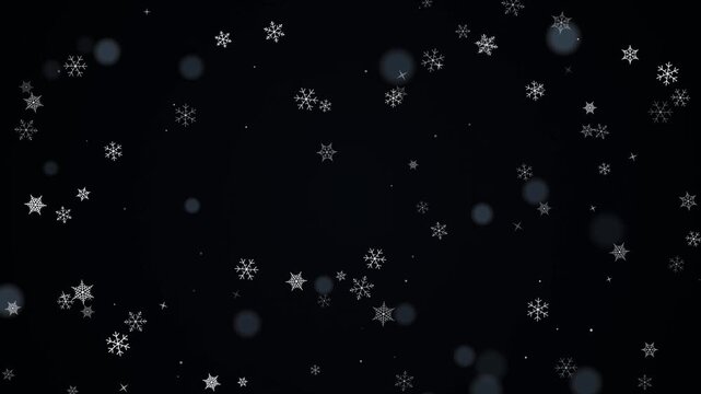 Falling snowflakes animation with soft bokeh particles