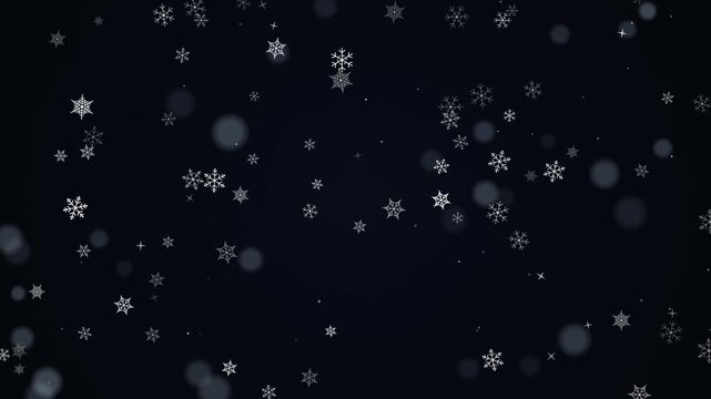 Falling snowflakes animation with soft bokeh particles