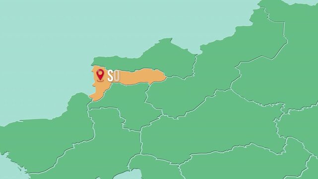 Mapa de Nicaragua con divisi&oacute;n pol&iacute;tica resaltando el departamento de Madriz con su capital Somoto