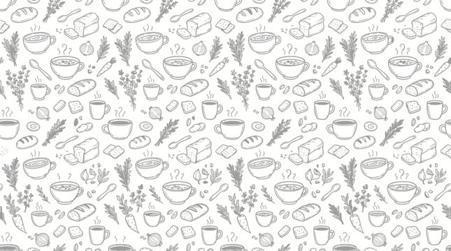 Hand-drawn breakfast pattern