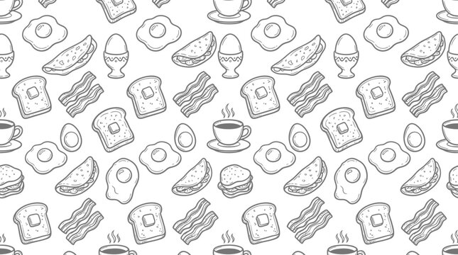 Hand-drawn breakfast pattern