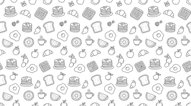 Hand-drawn breakfast pattern