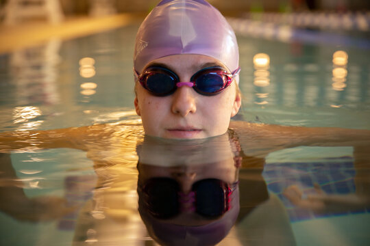 Teen girl in swimming pool