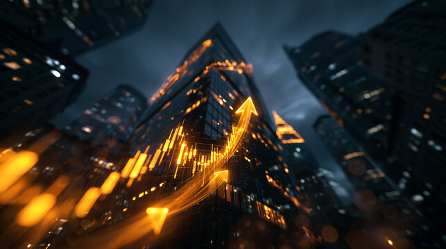 Financial Growth Stock Market Chart Over City Skyline