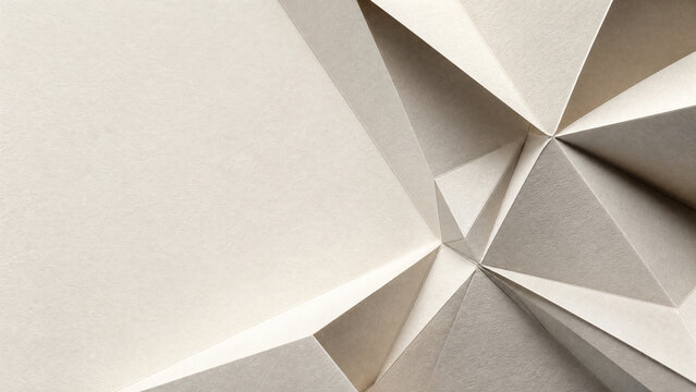 Minimalist geometric paper texture, abstract white origami background, elegant 3D folded paper design for corporate branding