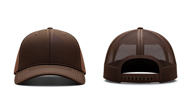 trucker cap  mesh cap template illustration (brown) 