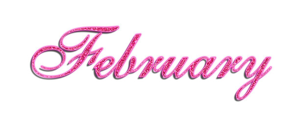 February text effect title with pink glitter calligraphy script typography style isolated on transparent background © Ndoewer
