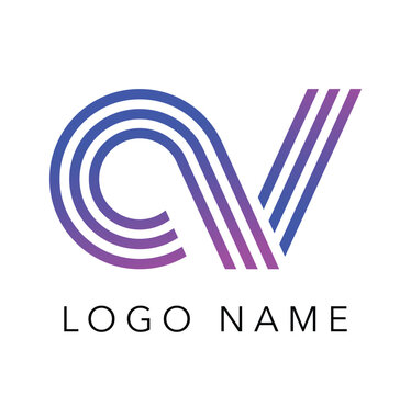 This modern linear logo features a dynamic monogram constructed from parallel triple lines flowing into the stylized letters "C" and "V".eps