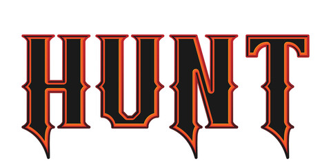 Retro gothic hunt typography text effect on transparent background © Ndoewer