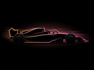 Naklejka premium racing car silhouette neon outline neon light minimalism speed dynamics night race abstract sports automobile futuristic concept motorsport drive track