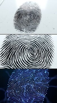 Fingerprint whorl patterns in black and white and blue