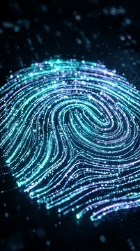 Blue glowing digital fingerprint pattern