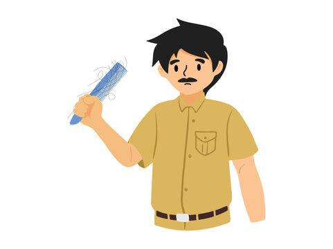 Man Holding a Comb with Hair Loss