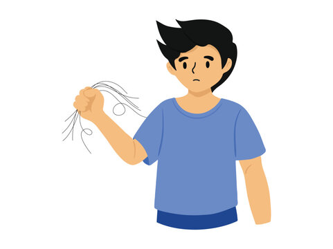 Man Holding a Clump of Hair