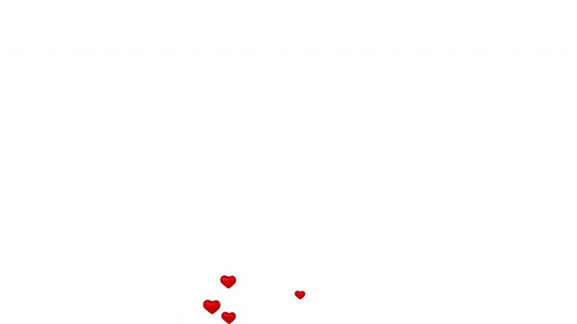 Heart eyes emoji faces floating upward with red hearts on white background, love animation loop
