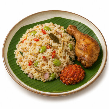 Indonesian Nasi Liwet with Anchovies, Petai, Chicken and Sambal