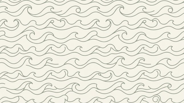 Minimalist beige japanese wave pattern seamless background illustration with japanese waves ocean waves minimalist design abstract