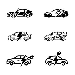 Naklejka premium Electric car charging logo design collection