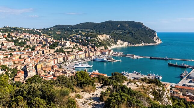 Italy Ancona and Monte Conero Adriatic Coastal View
