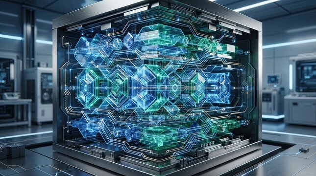 Quantum Computing Core - Futuristic Data Processing and AI Technology in a Server Lab