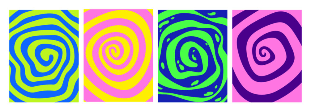 Swirl Spiral Psychedelic Halloween Pattern. Groovy Spooky Vortex Background. Abstract Vector Wavy Twirl Dizzy Texture. Optical Illusion Hypno Spiral Bg for Halloween Poster Design.