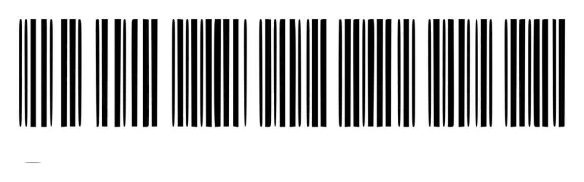 Barcode set with horizontal lines featuring scanner, product code, retail, inventory with data matrix and black background