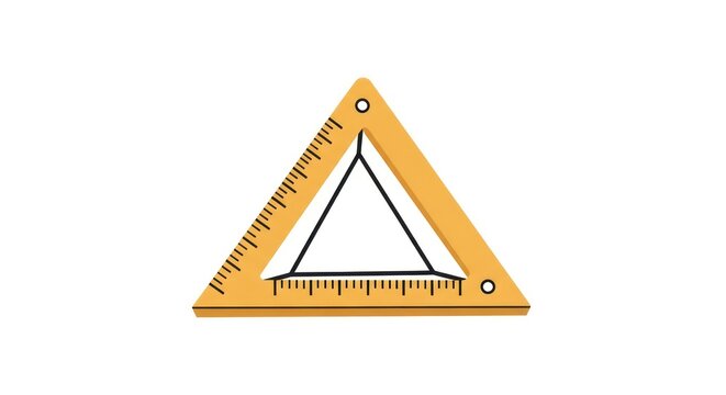 Yellow triangle ruler on white background.