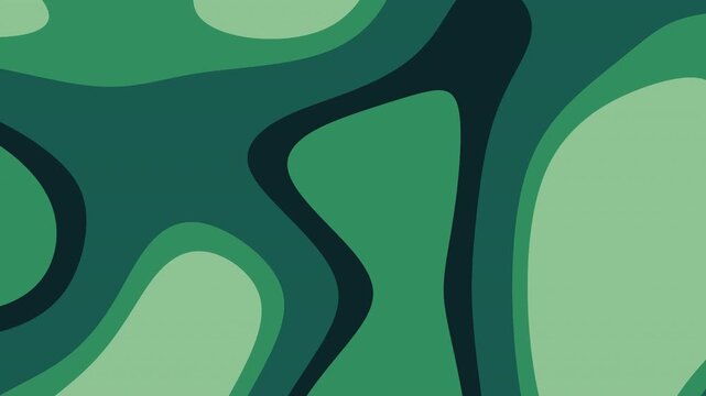 Abstract fluid green topographic line pattern animating smoothly across the frame