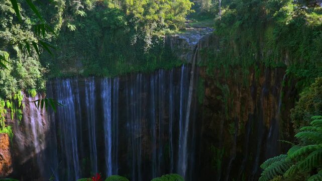 Tumpak sewu waterfall flowing in east java indonesia