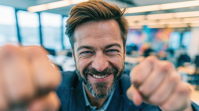 A businessman drives a powerful punch forward representing political rivalry, leadership ambition, and decisive strategic action.