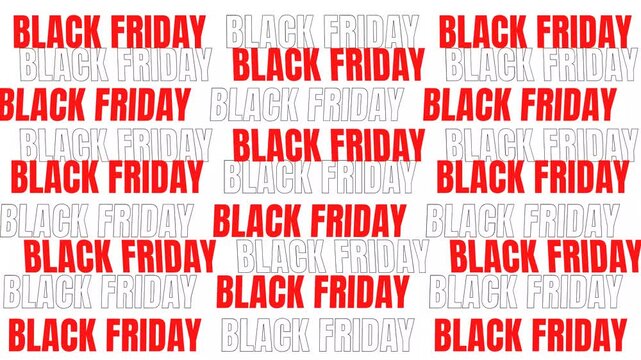 Black Friday typography seamless pattern with alternating solid red and outline text