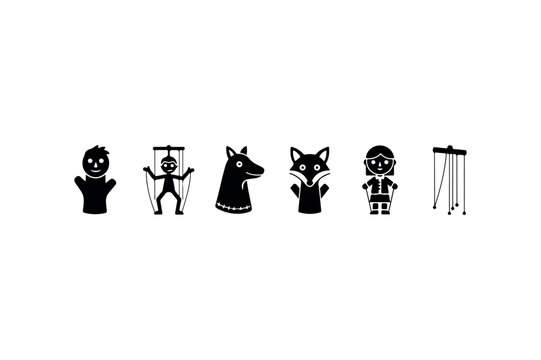 puppet silhouettes collection vector set