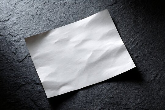 Blank Crumpled Paper Mockup on Dark Slate Background