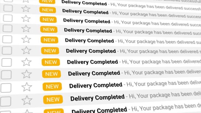 Delivery Completed Notification Animation. Digital Package Delivery Confirmation Interface.