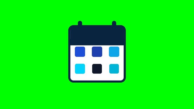 Animated Calendar Icon on Bright Green Background.