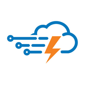 cloud with lightning or thunderbolt vector