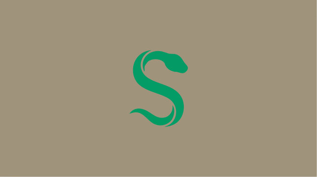 Green Snake Letter S Minimalist Vector Icon