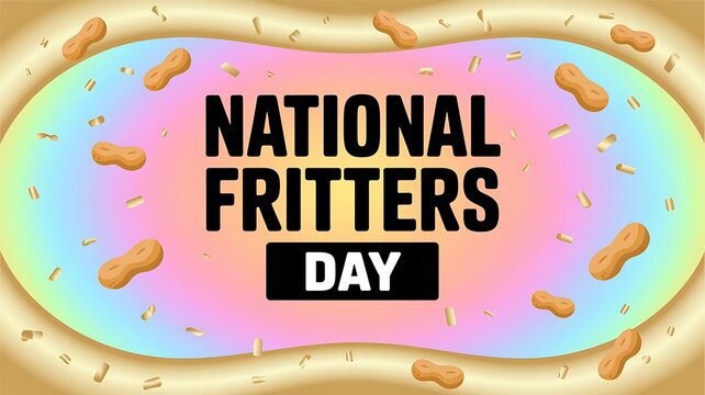 National fritters day colorful promotional graphic design with sweet treats and peanuts pattern background