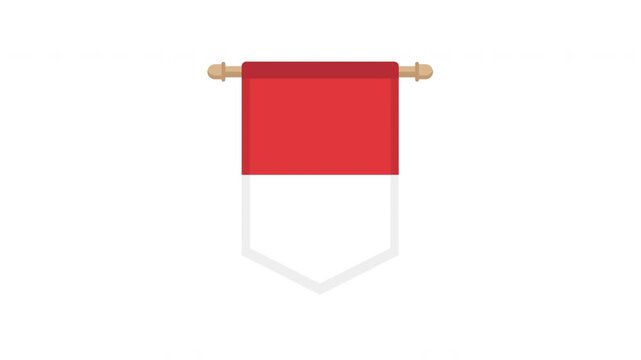 Indonesian flag hanging on a pole with a white background.