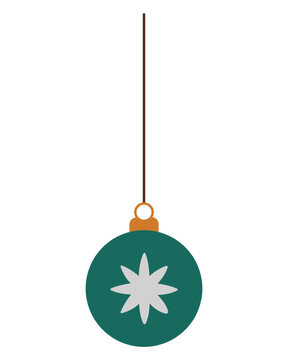 Green round Christmas ornament with floral star