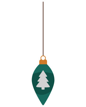 Elongated Christmas ornament with tree silhouette